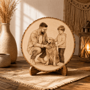 Custom Photo Engraved Effect Wood Slice/Personalized Photo Wood Slice